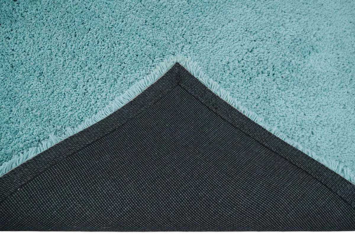 Solid Plush and Soft 3x5, 4x6 and 5x7 Hand Woven Shag Teal Area Rug.