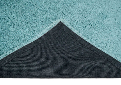Solid Plush and Soft 3x5, 4x6 and 5x7 Hand Woven Shag Teal Area Rug.