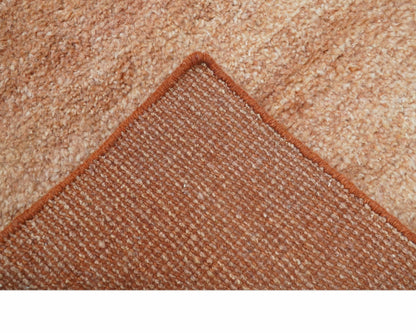 Solid Rust Hand knotted Contemporary Custom Made wool Area Rug.