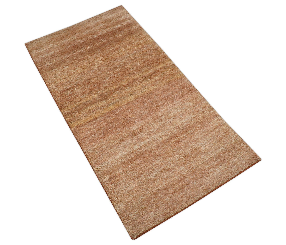 Solid Rust Hand knotted Contemporary Custom Made wool Area Rug.