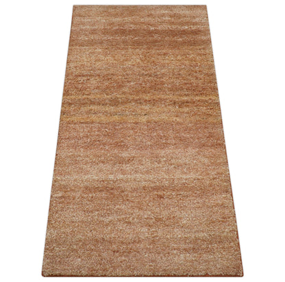 Solid Rust Hand knotted Contemporary Custom Made wool Area Rug.