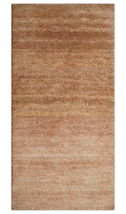 Solid Rust Hand knotted Contemporary Custom Made wool Area Rug.