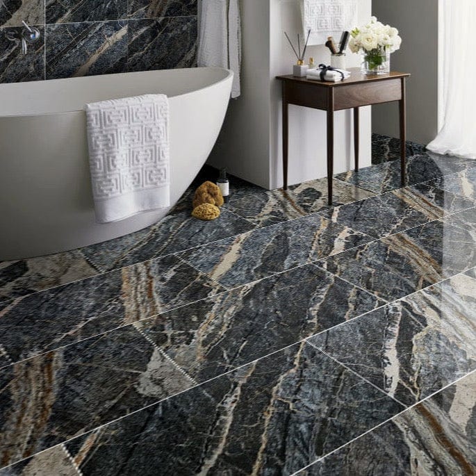 Villohome | Online Flooring Shop Special Order Marble Tiles Marble / Polished / 24"x48"x3/4" Adriatic Black Exotic Marble Polished Floor and Wall Tile - Large Format - Livfloors Collection Adriatic Black Exotic Marble Polished Floor and Wall Tile - Large Format - Livfloors Collection