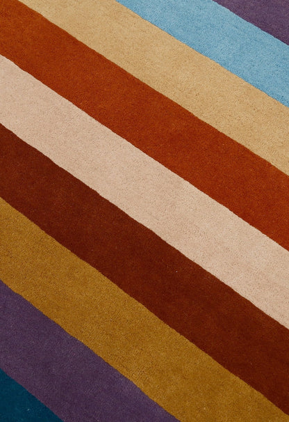 Stax Modern Stripes Design Multicolor Hand Tufted 5x8 Wool Rug