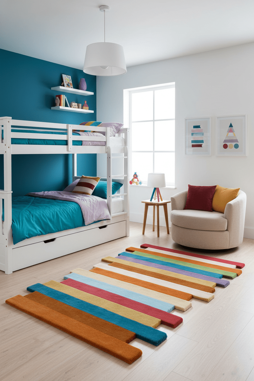 Stax Modern Stripes Design Multicolor Hand Tufted 5x8 Wool Rug.