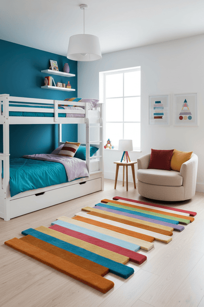 Stax Modern Stripes Design Multicolor Hand Tufted 5x8 Wool Rug.