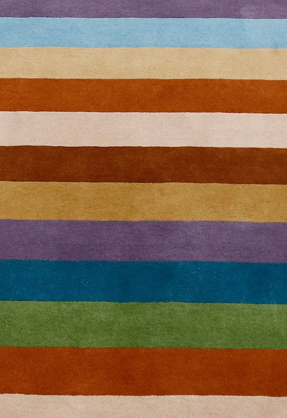 Stax Modern Stripes Design Multicolor Hand Tufted 5x8 Wool Rug.