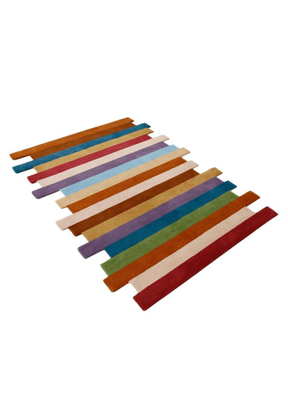 Stax Modern Stripes Design Multicolor Hand Tufted 5x8 Wool Rug.