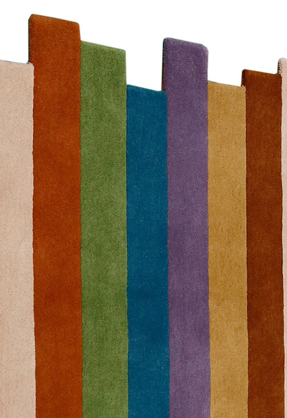 Stax Modern Stripes Design Multicolor Hand Tufted 5x8 Wool Rug