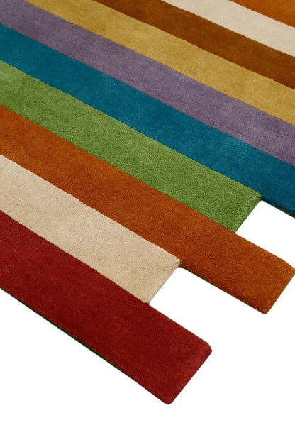 Stax Modern Stripes Design Multicolor Hand Tufted 5x8 Wool Rug