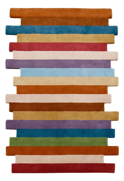 Stax Modern Stripes Design Multicolor Hand Tufted 5x8 Wool Rug