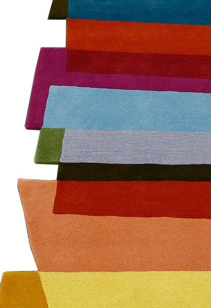 Stax Modern Stripes Pattern Colorful Hand Tufted 5x8 Wool Rug