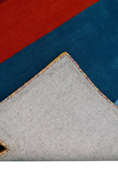 Stax Modern Stripes Pattern Colorful Hand Tufted 5x8 Wool Rug.