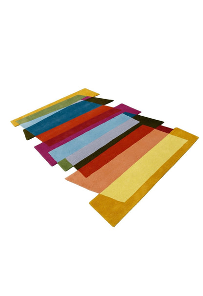Stax Modern Stripes Pattern Colorful Hand Tufted 5x8 Wool Rug