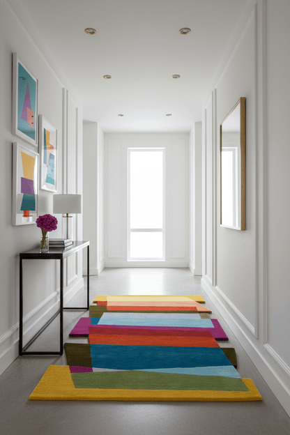 Stax Modern Stripes Pattern Colorful Hand Tufted 5x8 Wool Rug