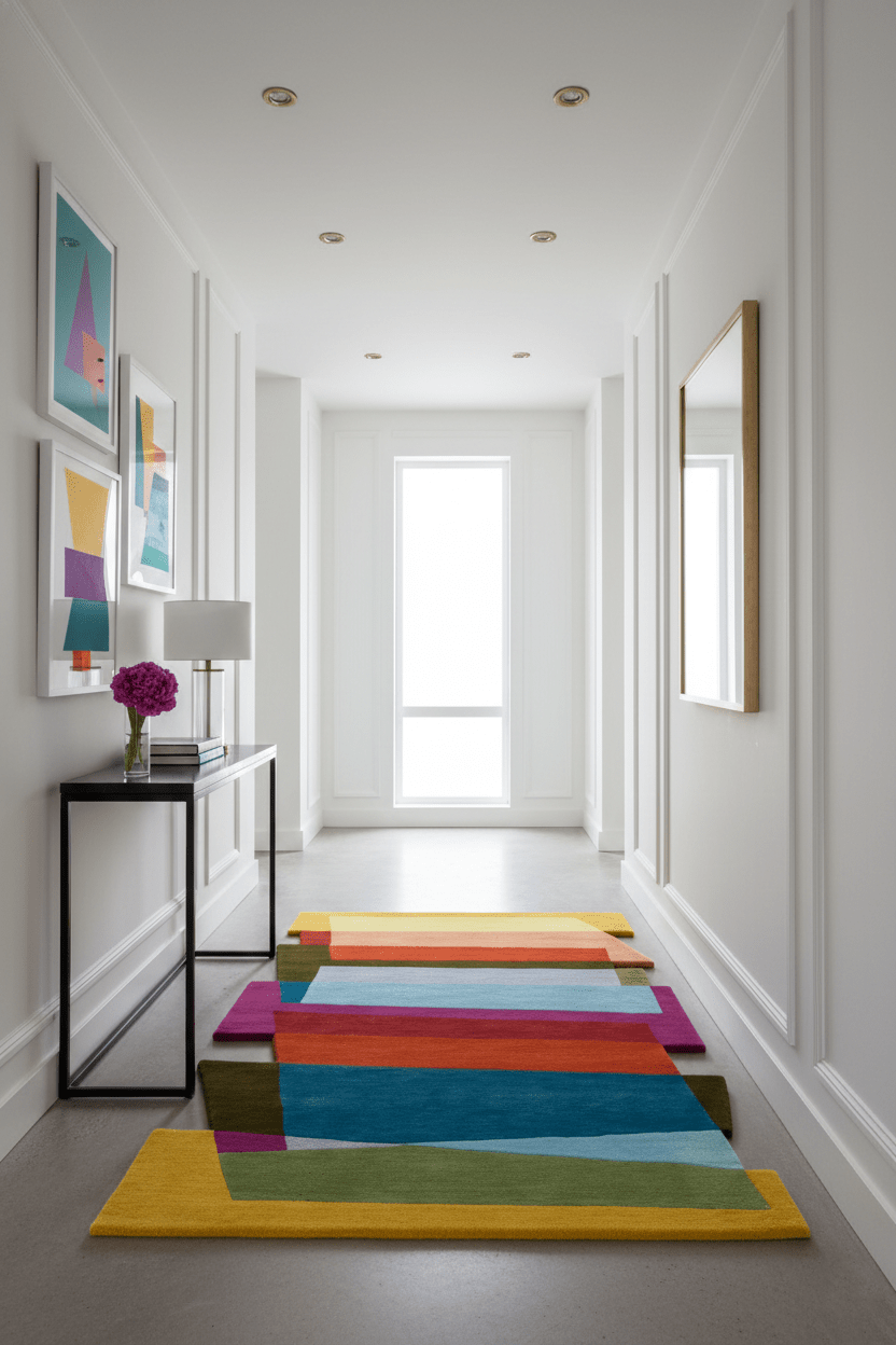 Stax Modern Stripes Pattern Colorful Hand Tufted 5x8 Wool Rug.
