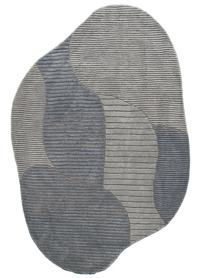 Stone Modern Gray And Silver Hand Tufted 5x7 Wool Area Rug