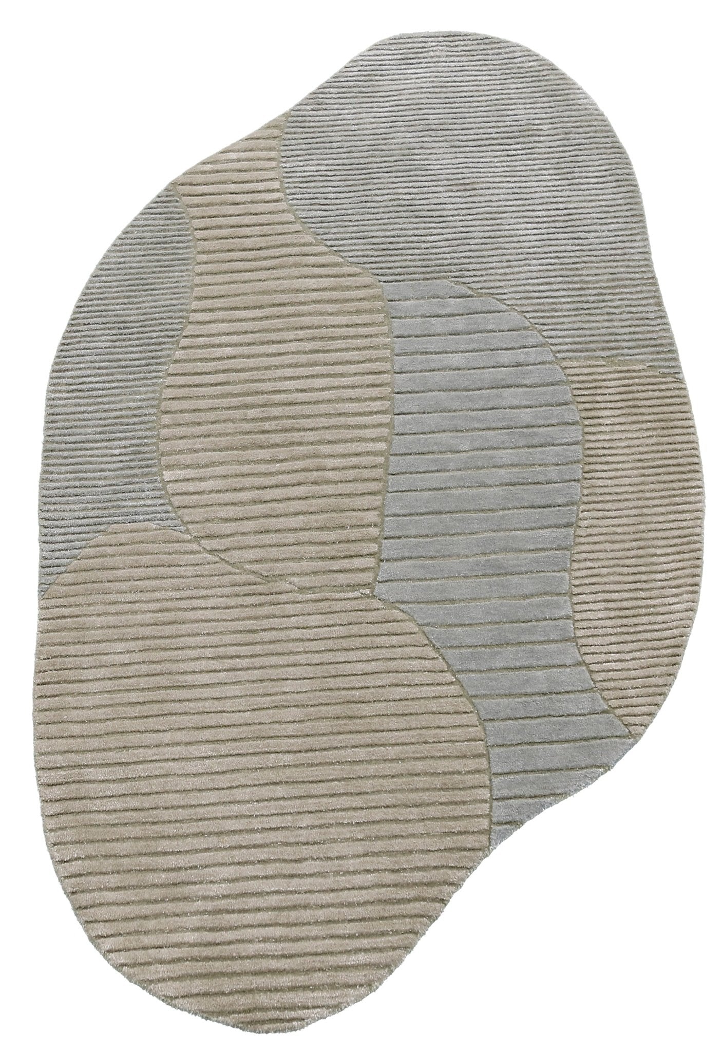 Stone Modern Ripple Beige And Gray Hand Tufted 5x7 Wool Rug