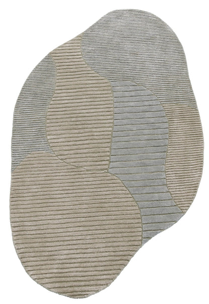 Stone Modern Ripple Beige And Gray Hand Tufted 5x7 Wool Rug