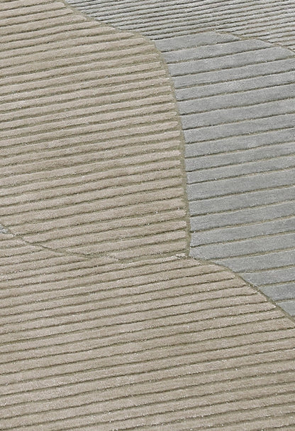 Stone Modern Ripple Beige And Gray Hand Tufted 5x7 Wool Rug