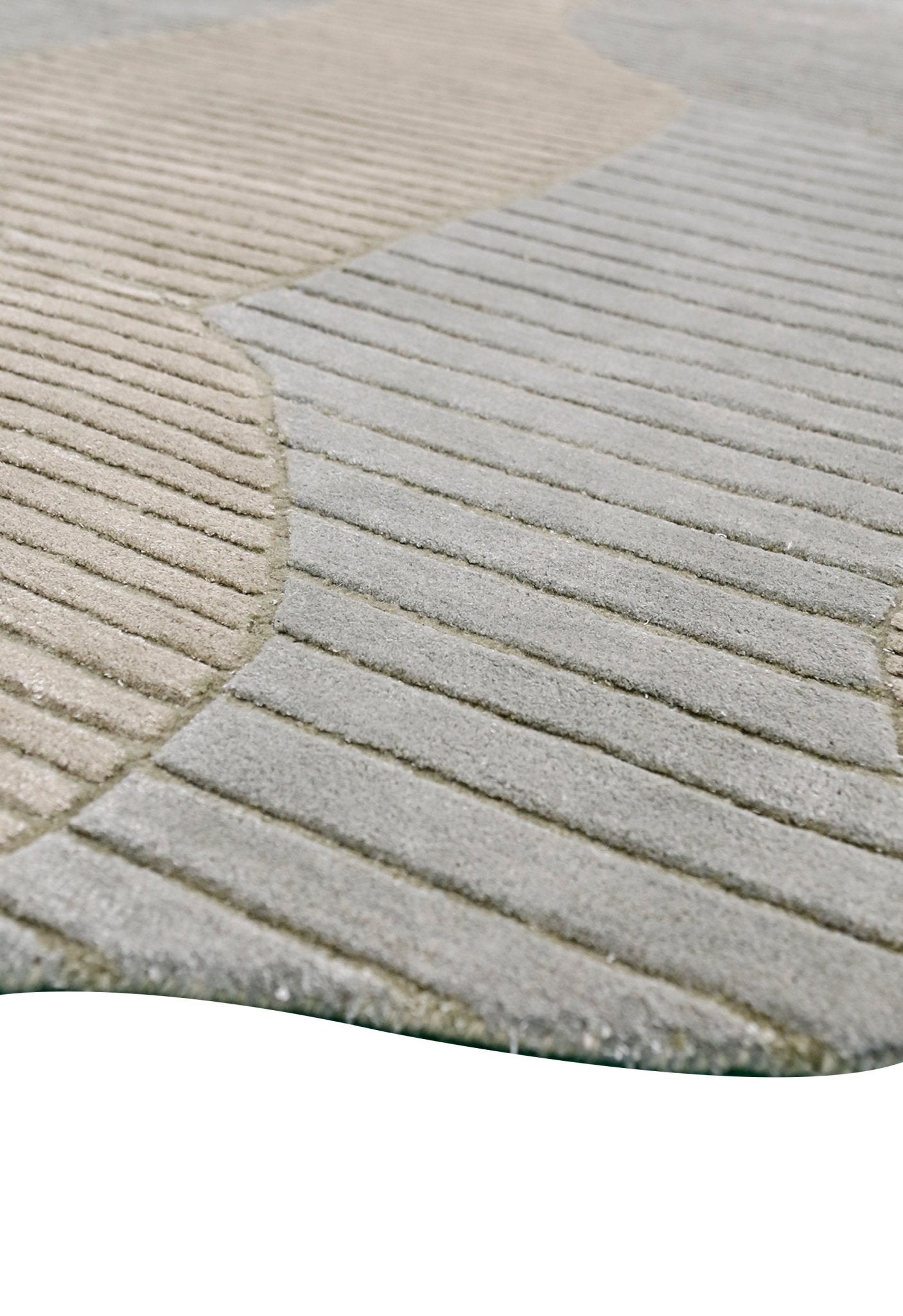 Stone Modern Ripple Beige And Gray Hand Tufted 5x7 Wool Rug