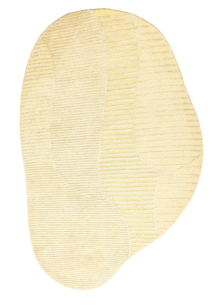 Stone Modern Yellow Ripple Hand Tufted 5x7 Wool Area Rug