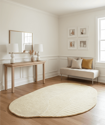 Stone Modern Yellow Ripple Hand Tufted 5x7 Wool Area Rug