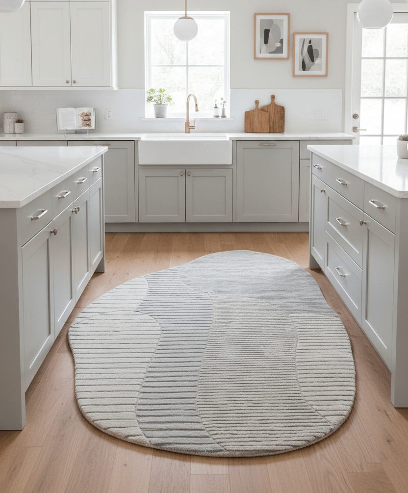 Stone Silver Modern Ripple Hand Tufted 5x7 Wool Area Rug