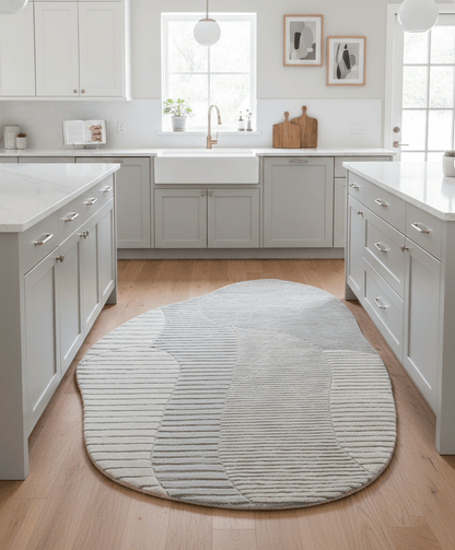 Stone Silver Modern Ripple Hand Tufted 5x7 Wool Area Rug