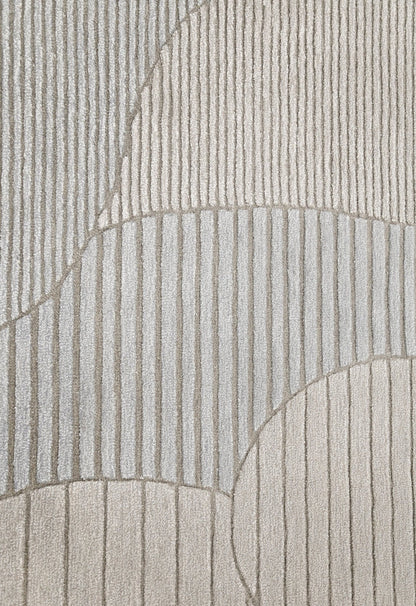 Stone Silver Modern Ripple Hand Tufted 5x7 Wool Area Rug