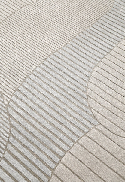 Stone Silver Modern Ripple Hand Tufted 5x7 Wool Area Rug