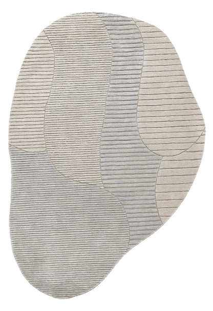 Stone Silver Modern Ripple Hand Tufted 5x7 Wool Area Rug