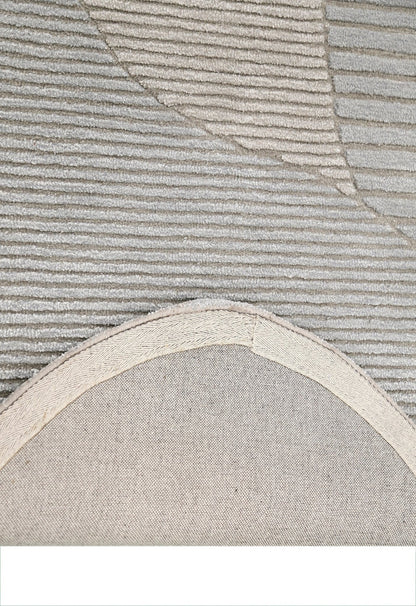 Stone Silver Modern Ripple Hand Tufted 5x7 Wool Area Rug