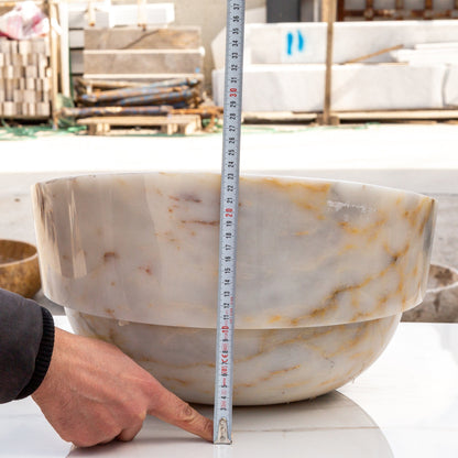 Villohome | Online Flooring Shop Stone Sinks Bianco Giallo Marble Hair Salon Above Vanity Vessel Sink Polished (D)16" (H)9" Bianco Giallo Marble Hair Salon Above Vanity Vessel Sink Polished (D)16" (H)9"