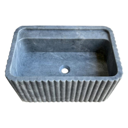 Villohome | Online Flooring Shop Stone Sinks Bluestone Marble Rectangular Wall-mount Bathroom Sink Fluted (W)16" (L)24" (H)12" Bluestone Marble Rectangular Wall-mount Bathroom Sink Fluted (W)16" (L)24" (H)12"