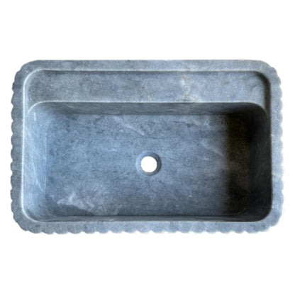 Villohome | Online Flooring Shop Stone Sinks Bluestone Marble Rectangular Wall-mount Bathroom Sink Fluted (W)16" (L)24" (H)12" Bluestone Marble Rectangular Wall-mount Bathroom Sink Fluted (W)16" (L)24" (H)12"