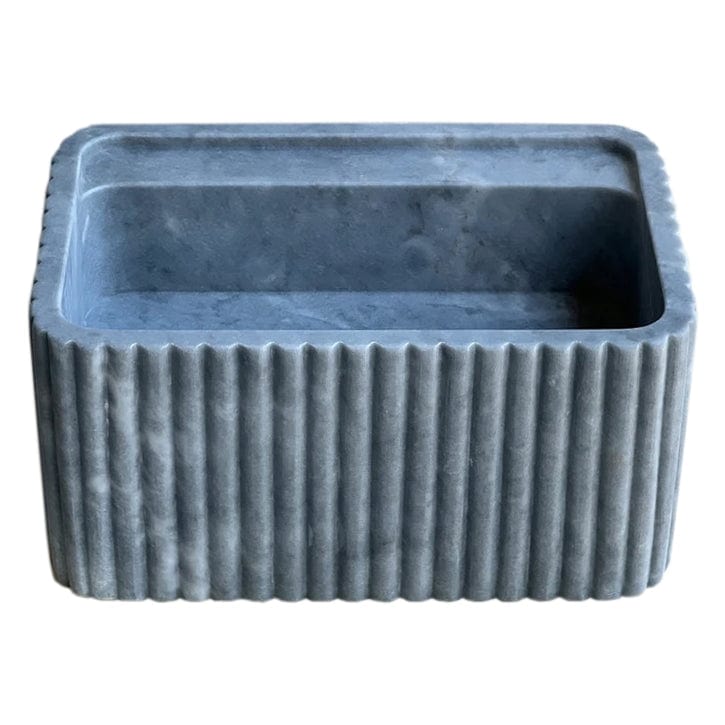 Villohome | Online Flooring Shop Stone Sinks Bluestone Marble Rectangular Wall-mount Bathroom Sink Fluted (W)16" (L)24" (H)12" Bluestone Marble Rectangular Wall-mount Bathroom Sink Fluted (W)16" (L)24" (H)12"