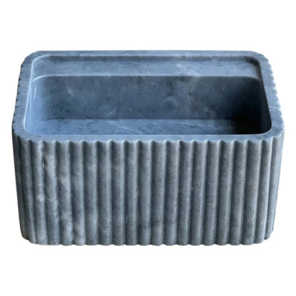 Villohome | Online Flooring Shop Stone Sinks Bluestone Marble Rectangular Wall-mount Bathroom Sink Fluted (W)16" (L)24" (H)12" Bluestone Marble Rectangular Wall-mount Bathroom Sink Fluted (W)16" (L)24" (H)12"