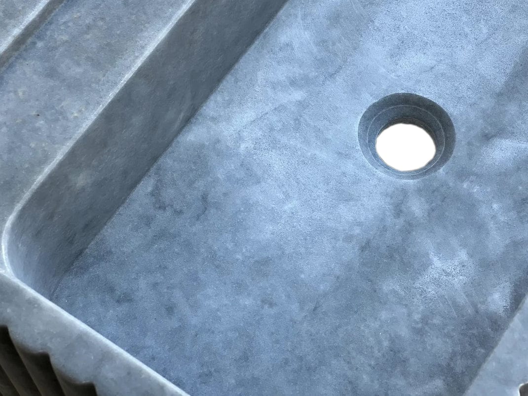 Villohome | Online Flooring Shop Stone Sinks Bluestone Marble Rectangular Wall-mount Bathroom Sink Fluted (W)16" (L)24" (H)12" Bluestone Marble Rectangular Wall-mount Bathroom Sink Fluted (W)16" (L)24" (H)12"