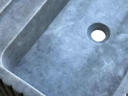 Villohome | Online Flooring Shop Stone Sinks Bluestone Marble Rectangular Wall-mount Bathroom Sink Fluted (W)16" (L)24" (H)12" Bluestone Marble Rectangular Wall-mount Bathroom Sink Fluted (W)16" (L)24" (H)12"