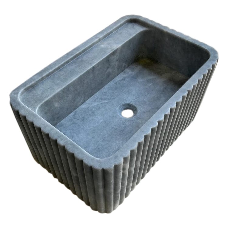 Villohome | Online Flooring Shop Stone Sinks Bluestone Marble Rectangular Wall-mount Bathroom Sink Fluted (W)16" (L)24" (H)12" Bluestone Marble Rectangular Wall-mount Bathroom Sink Fluted (W)16" (L)24" (H)12"