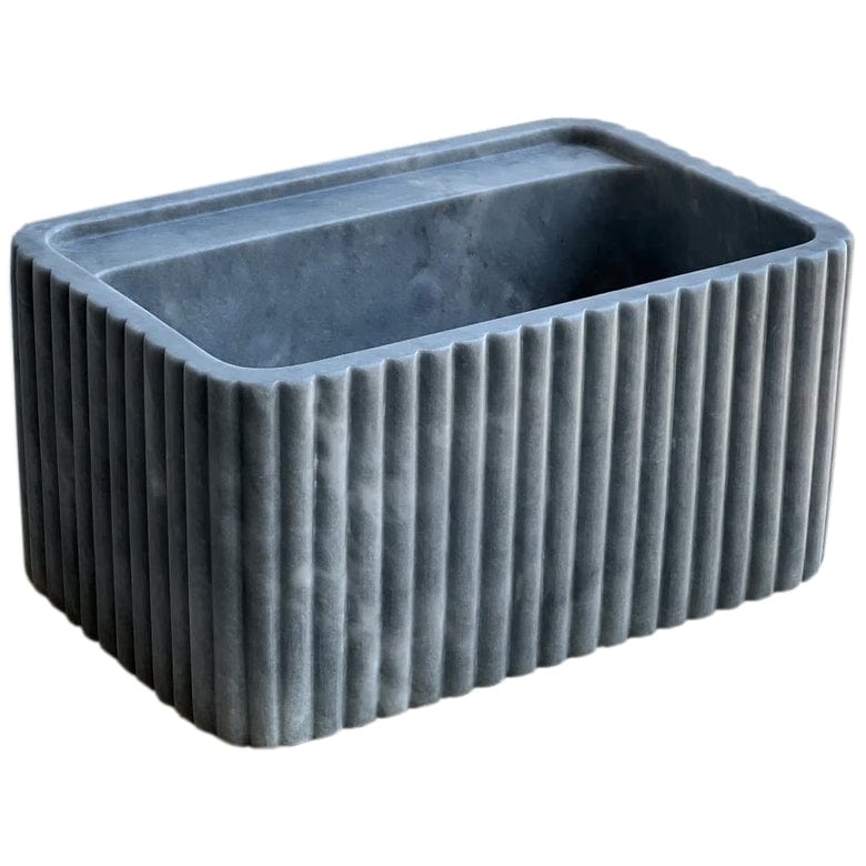 Villohome | Online Flooring Shop Stone Sinks Bluestone Marble Rectangular Wall-mount Bathroom Sink Fluted (W)16" (L)24" (H)12" Bluestone Marble Rectangular Wall-mount Bathroom Sink Fluted (W)16" (L)24" (H)12"