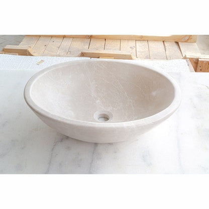 Villohome | Online Flooring Shop Stone Sinks Botticino Marble Natural Stone Oval Shape Above Vanity Vessel Sink Honed (W)16" (L)20.5" (H)6" Botticino Marble Natural Stone Oval Shape Above Vanity Vessel Sink Honed (W)16" (L)20.5" (H)6"