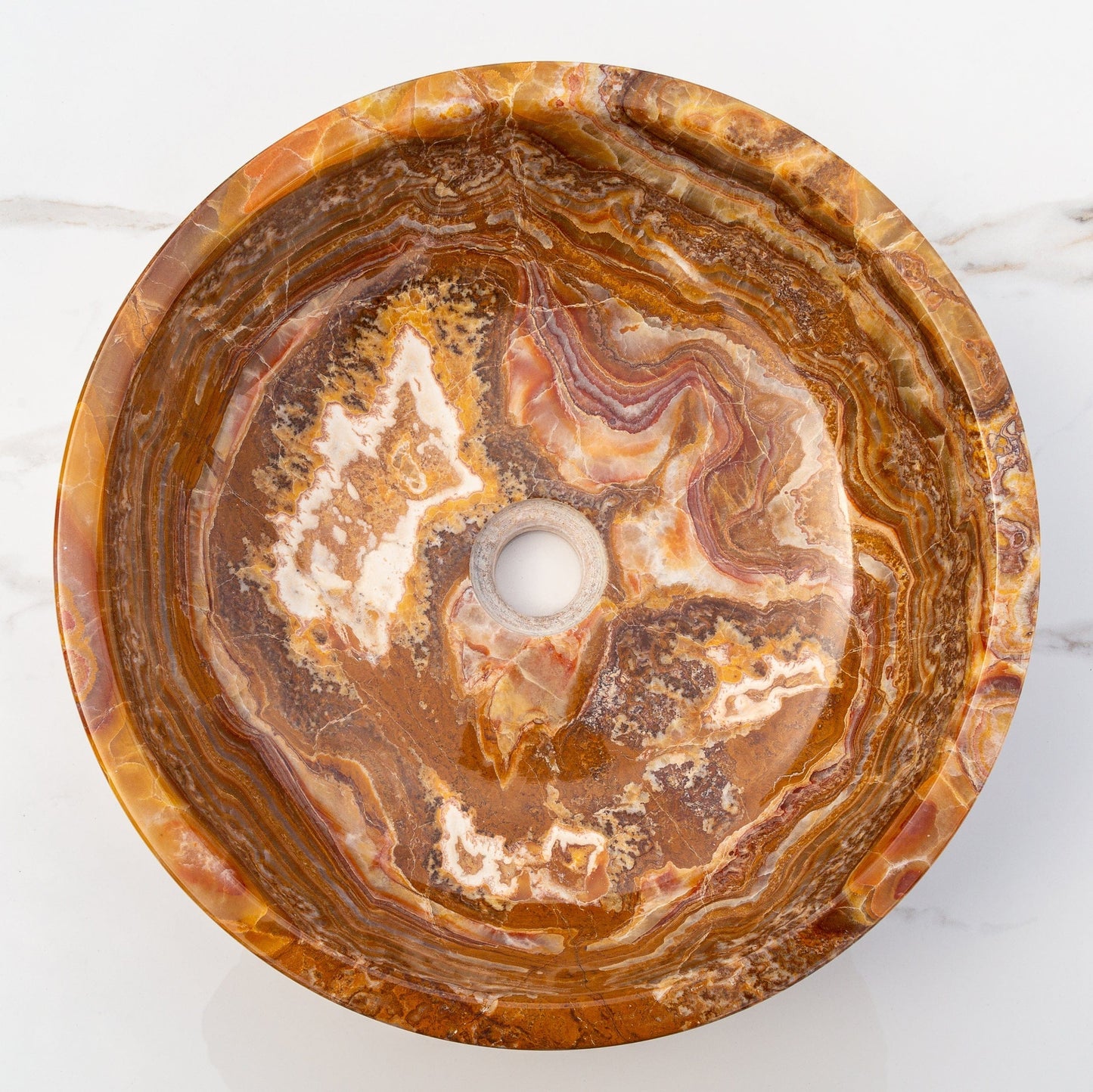 Villohome | Online Flooring Shop Stone Sinks Brown Onyx Translucent Natural Stone Above Vanity Bathroom Sink Polished (D)16" (H)5" Brown Onyx Translucent Natural Stone Above Vanity Bathroom Sink Polished (D)16" (H)5"