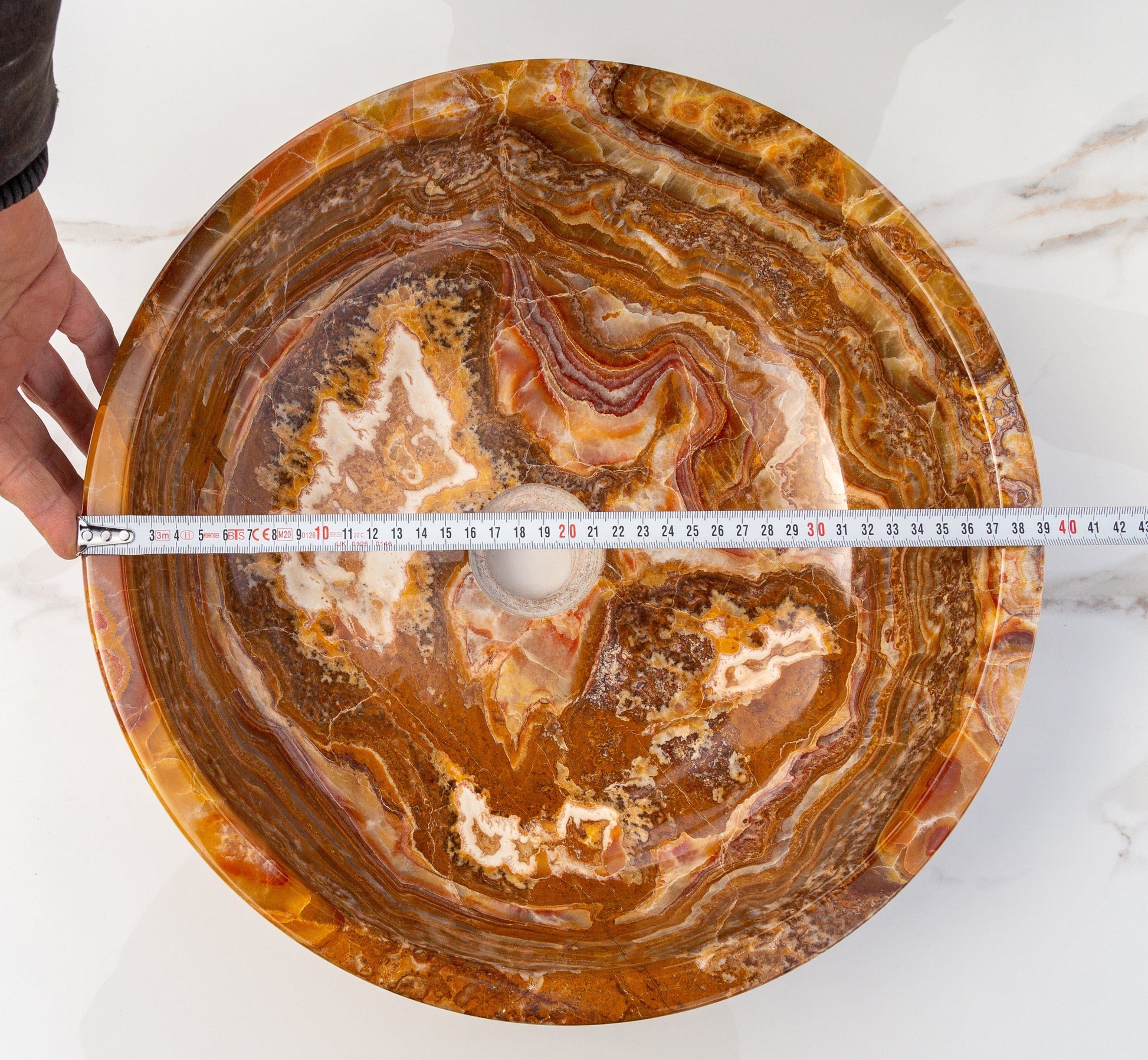 Villohome | Online Flooring Shop Stone Sinks Brown Onyx Translucent Natural Stone Above Vanity Bathroom Sink Polished (D)16" (H)5" Brown Onyx Translucent Natural Stone Above Vanity Bathroom Sink Polished (D)16" (H)5"