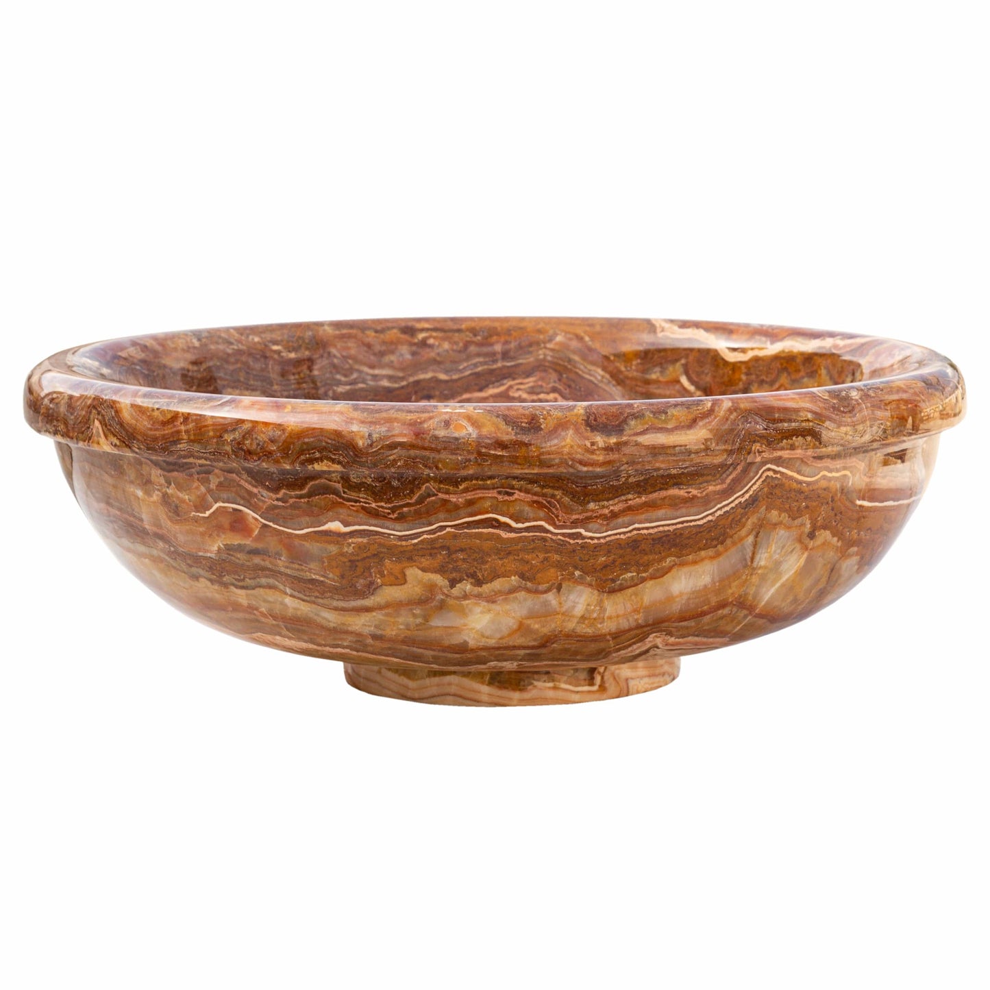 Villohome | Online Flooring Shop Stone Sinks Brown Onyx Translucent Natural Stone Drop-in or Above Vanity Vessel Sink Polished (D)16" (H)6" Brown Onyx Translucent Natural Stone Drop-in or Above Vanity Vessel Sink Polished (D)16" (H)6"