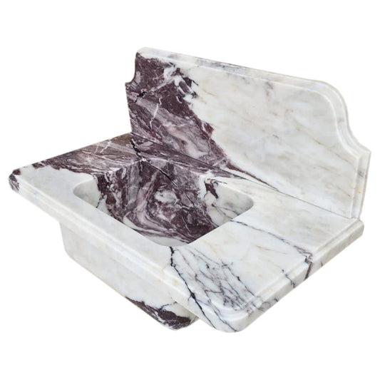 Villohome | Online Flooring Shop Stone Sinks 8-14 Weeks / (W)16" (W)30" (H)8" / Polished Calacatta Viola Marble Above-vanity Wall-mount Bathroom Sink with 10" Backsplash Calacatta Viola Marble Above-vanity Wall-mount Bathroom Sink with 10" Backsplash