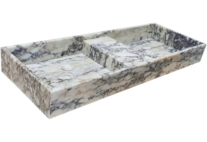 Villohome | Online Flooring Shop Stone Sinks Calacatta Viola Marble Double Bathroom Sink Polished (W)19" (L)53" (H)6" Calacatta Viola Marble Double Bathroom Sink Polished (W)19" (L)53" (H)6"