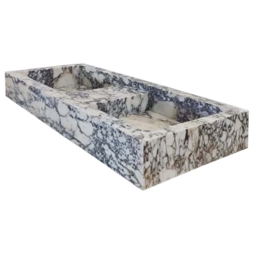 Villohome | Online Flooring Shop Stone Sinks Calacatta Viola Marble Double Bathroom Sink Polished (W)19" (L)53" (H)6" Calacatta Viola Marble Double Bathroom Sink Polished (W)19" (L)53" (H)6"