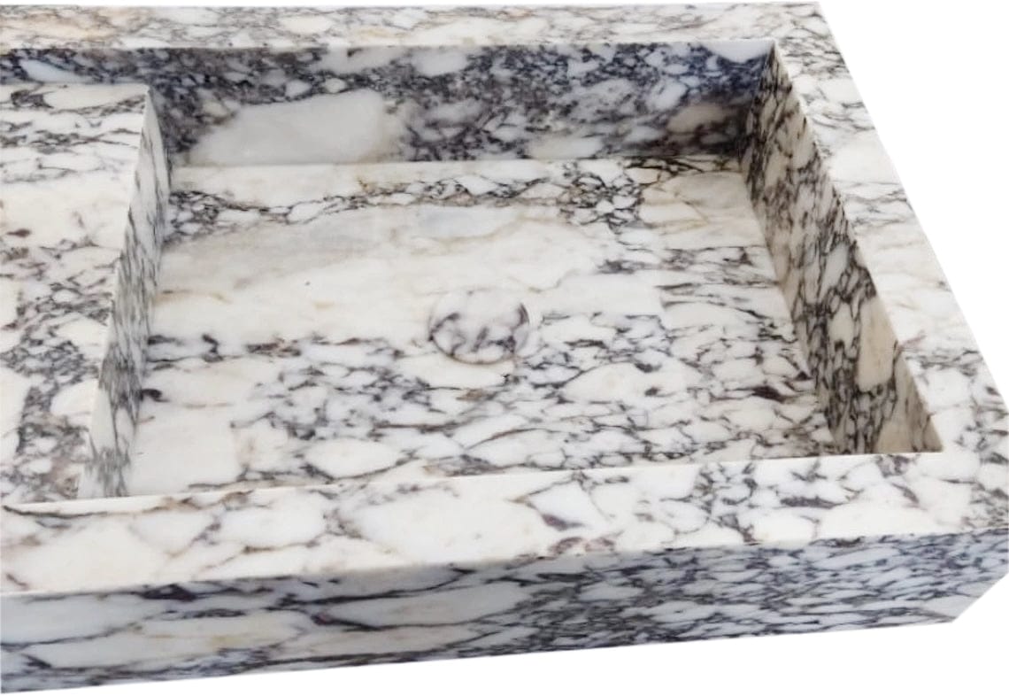 Villohome | Online Flooring Shop Stone Sinks Calacatta Viola Marble Double Bathroom Sink Polished (W)19" (L)53" (H)6" Calacatta Viola Marble Double Bathroom Sink Polished (W)19" (L)53" (H)6"